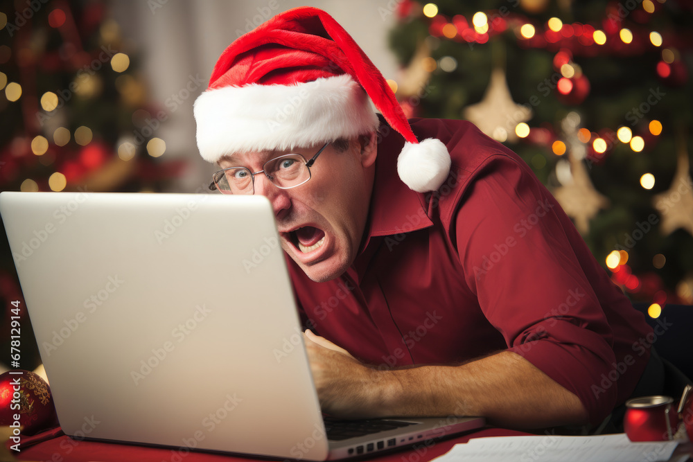 A person worried and stressed about Christmas time A person worried and stressed about Christmas time