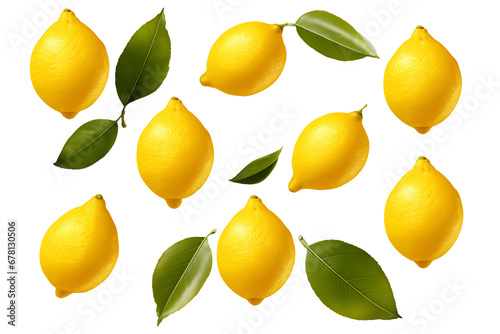 set of lemon isolated on transparent background