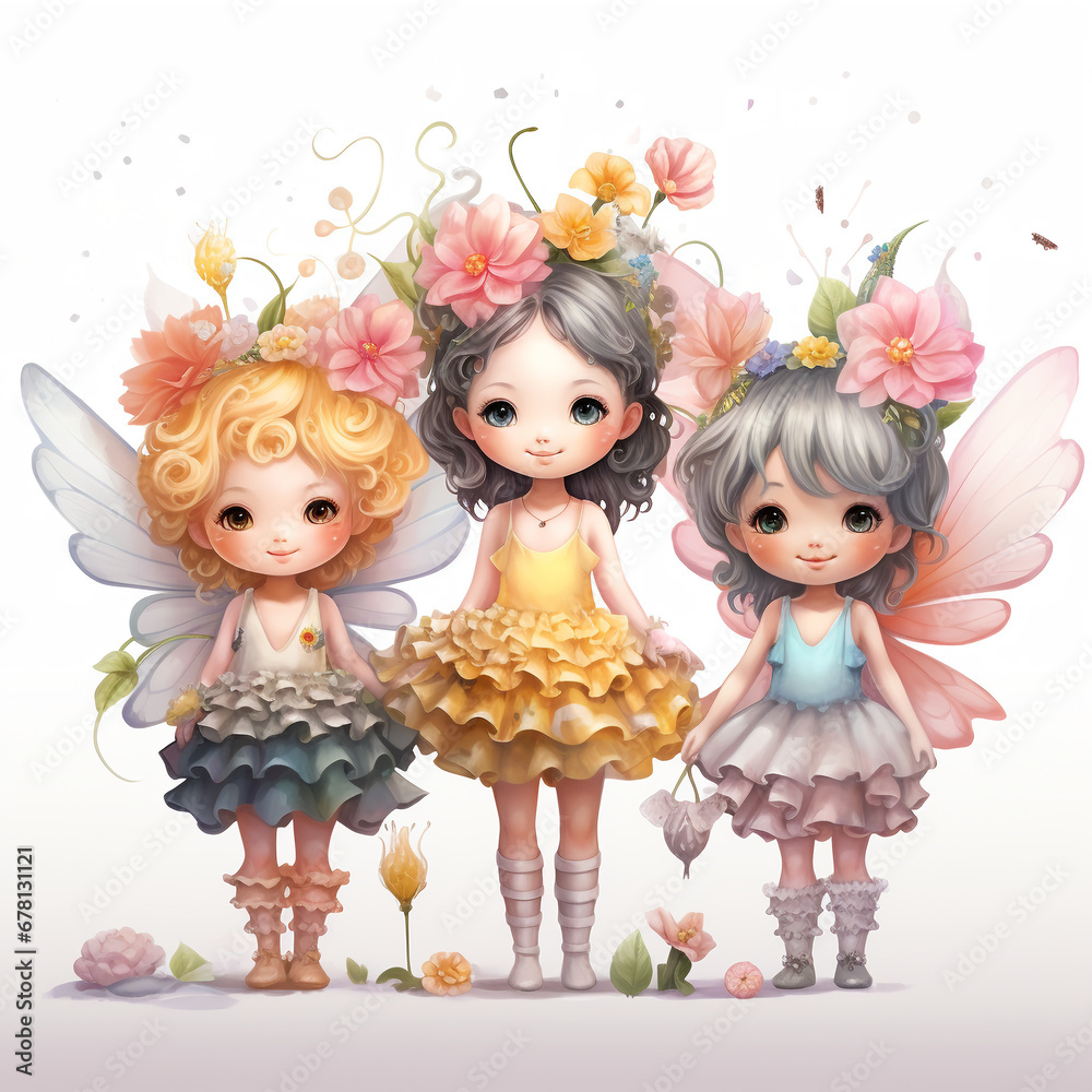 Fototapeta premium watercolor fairy-tale moths with wings art