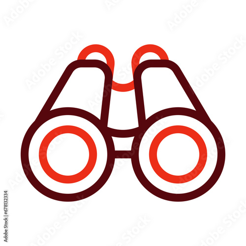 Binoculars Thick Line Two Colors Icon Design