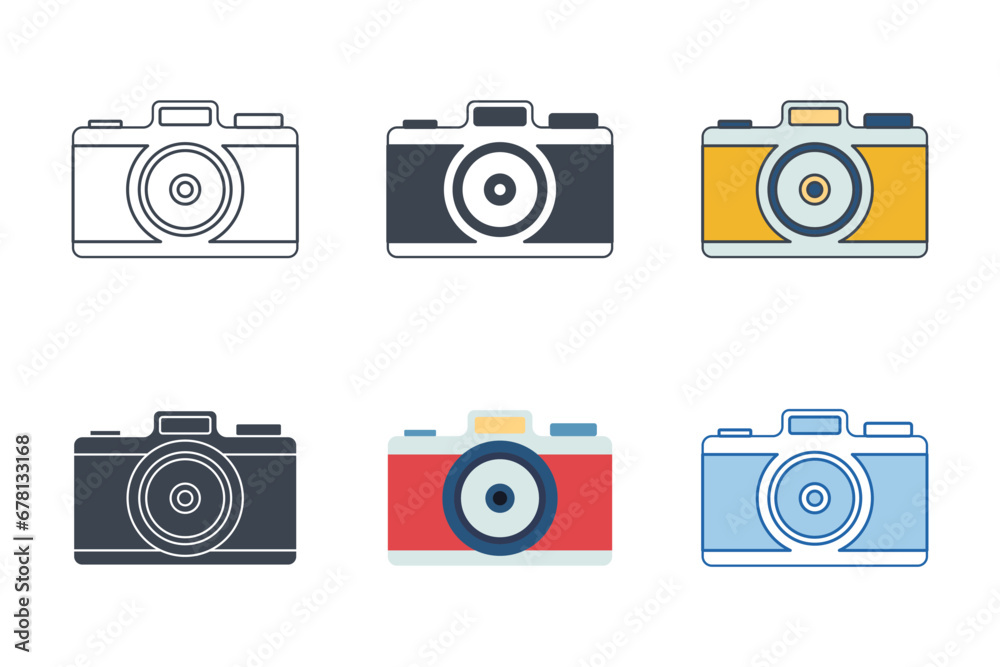 Camera icon collection with different styles. Camera icon symbol vector illustration isolated on white background Camera icon collection with different styles. Camera icon symbol vector illustration isolated on white background