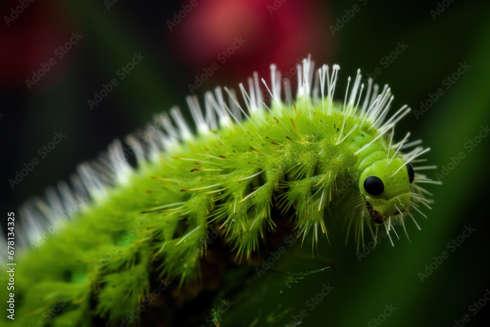 Fototapeta premium Green caterpillar on a leaf