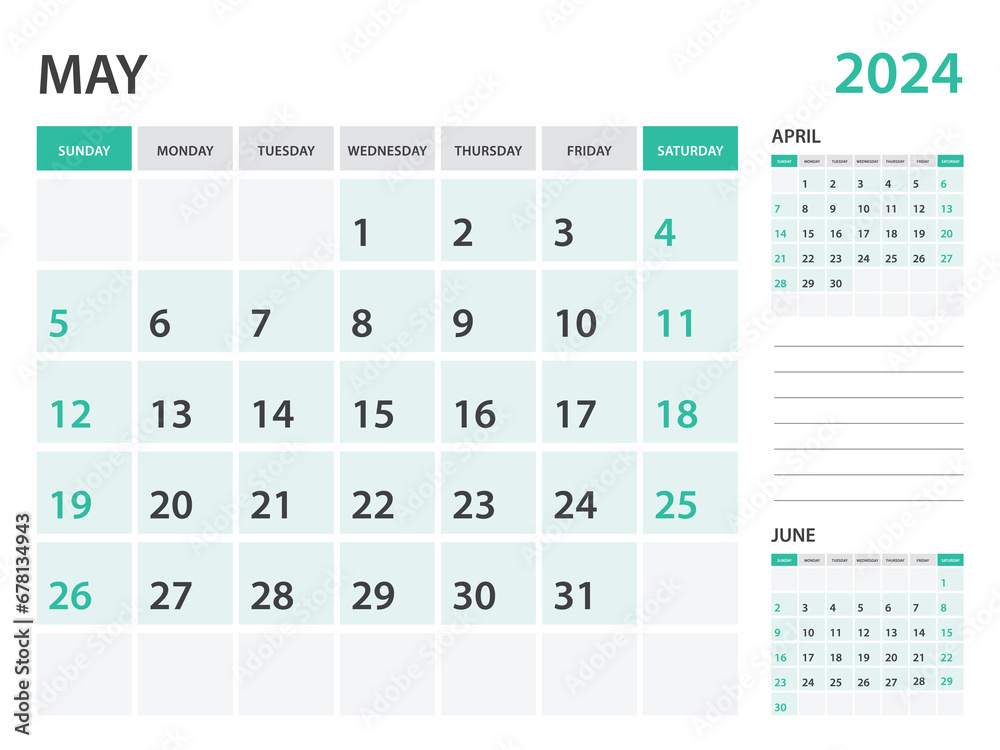 Calendar 2024 template- June 2024 year, monthly planner, Desk Calendar 2024 template, Wall calendar design, Week Start On Sunday, Stationery, printing, office organizer vector Calendar 2024 template- June 2024 year, monthly planner, Desk Calendar 2024 template, Wall calendar design, Week Start On Sunday, Stationery, printing, office organizer vector