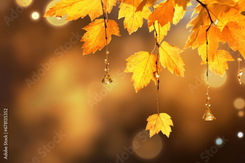 Autumn leaves on the tree  blurred Background