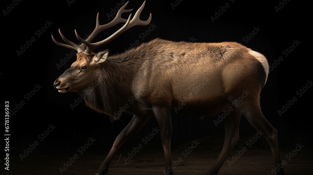 Fototapeta premium Elk animal deer big wild antler amazon illustration picture AI generated art