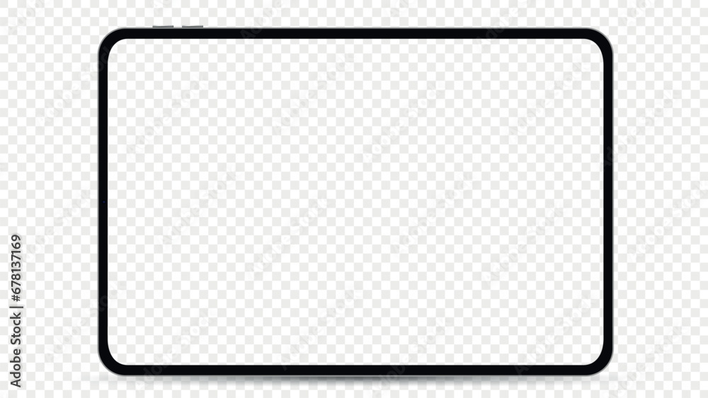 New design of tablet in trendy thin frame style isolated. Empty screen concept. Vector illustration
