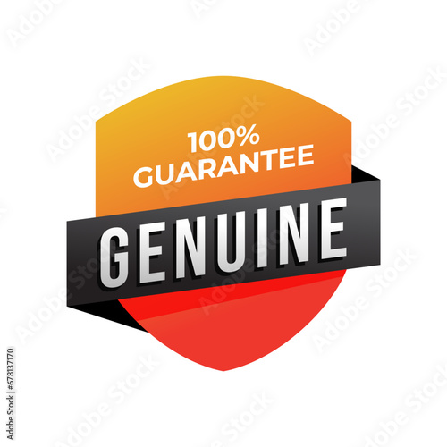 Genuine label, Protection, protected shield concept with banner. Safety badge icon. Security label. Vector illustration