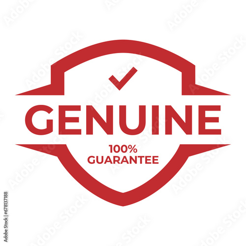 Genuine label, Protection, protected shield concept with banner. Safety badge icon. Security label. Vector illustration