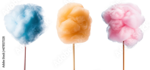 Cotton candy collection, in three different colours (blue, orange, pink), food bundle photo