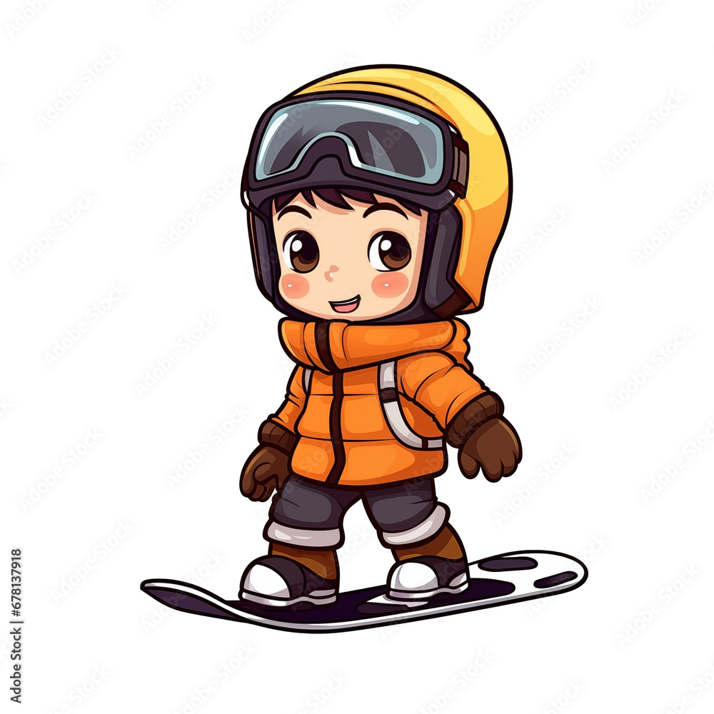Obraz premium cartoon snowboard player