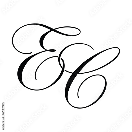 EC Calligraphy Monogram Initial Letters Logo