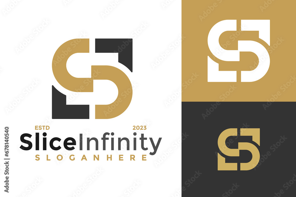 Letter S Slice Infinity Logo design vector symbol icon illustration Letter S Slice Infinity Logo design vector symbol icon illustration