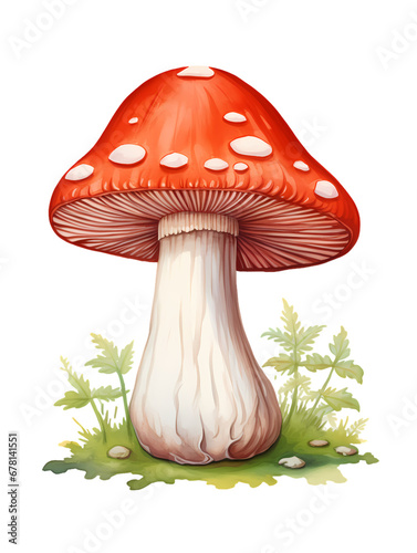 Mushroom on transparent background, white background, isolated, icon material, vector illustration