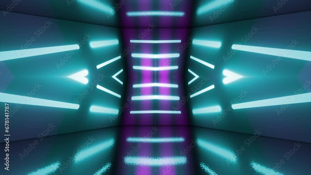 4K neon futuristic concert stage wall loop background