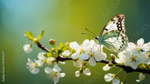 Butterfly on a white flower
