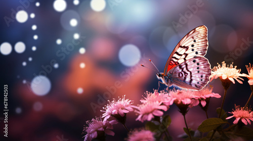 Butterfly on pink flower