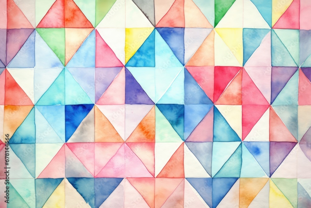 Fototapeta premium Graphic triangle pattern texture colorful background watercolor wallpaper design abstract seamless geometric art paper