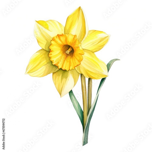 Vibrant Watercolor Illustration of a Daffodil Flower