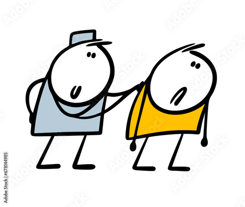 Doctor in hospital listens to patients breathing with stethoscope. Vector illustration of stickman and lung disease. Cold, infection, or complications after covid.
