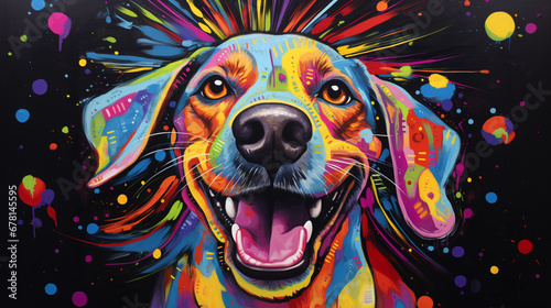 Tête de chien pop coloré photo