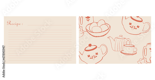 Collection of recipe card or sheet templates for making notes about meal preparation and cooking ingredients. Empty cookbook pages. Vector illustration.