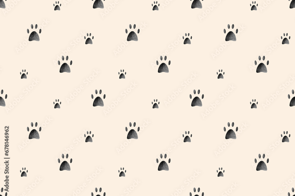 Pattern with dog paw for print, card, and invitation. Track of domestic animal Pattern with dog paw for print, card, and invitation. Track of domestic animal