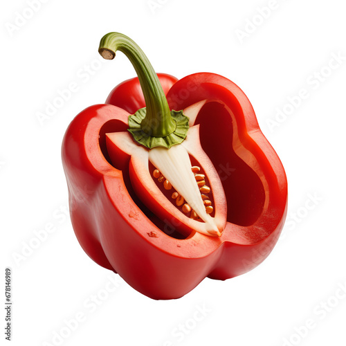 Vibrant and Fresh: High-Res Art of a Red Bell Pepper on transparent background,png photo