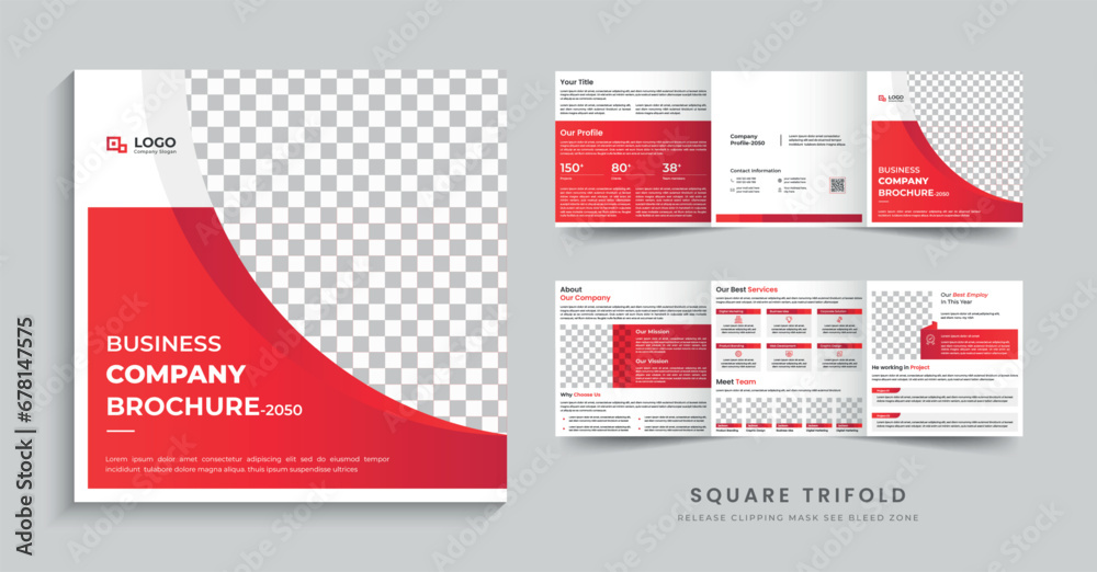 Business square trifold brochure design template layout