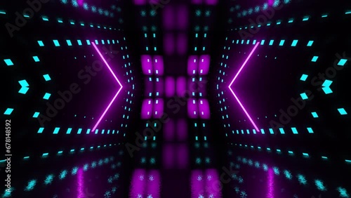 4K neon futuristic concert stage wall loop background