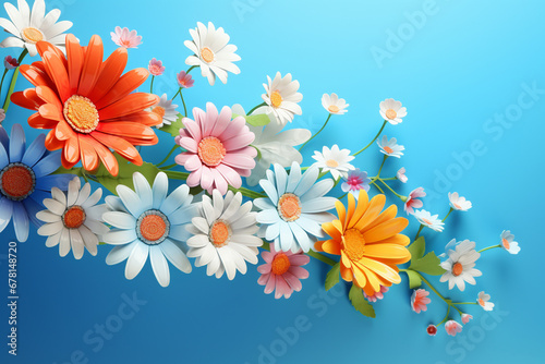 3d flowers bright colors background