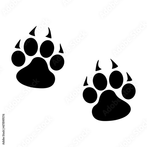 Cute lion tiger footprint trail animal silhouette flat illustration