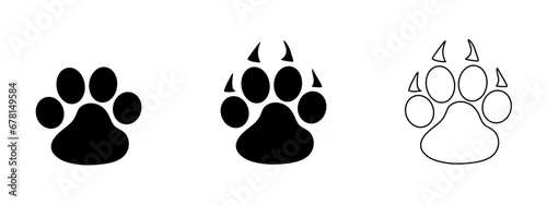 Wild animal cute footprint trail silhouette flat illustration