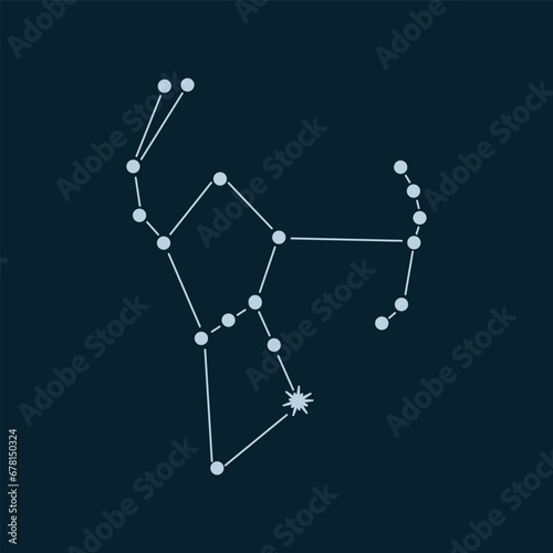 Vector illustration Orion constellation. Icon Pictogram. Hunter.