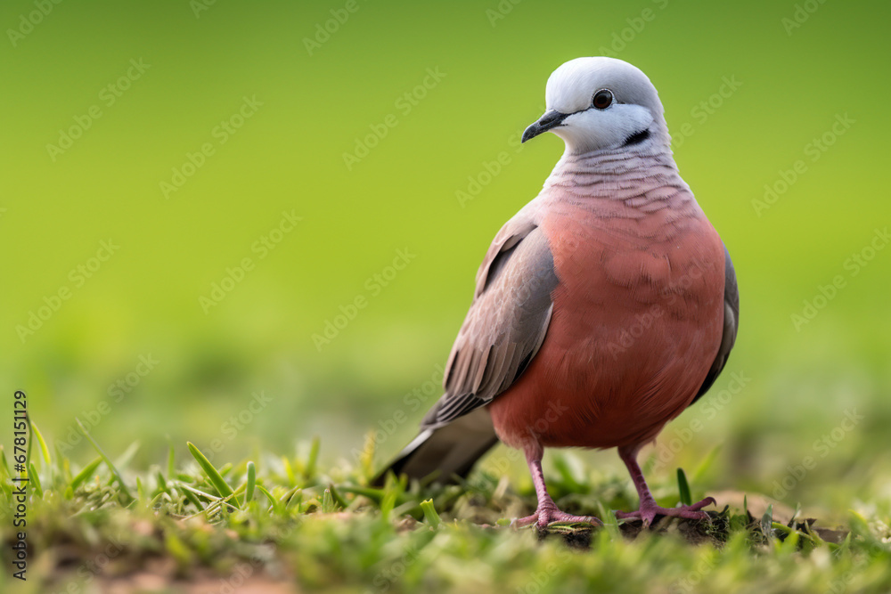 Red collared dove on green grass, bird, wildlife, nature Red collared dove on green grass, bird, wildlife, nature