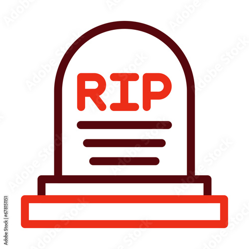 Grave Thick Line Two Colors Icon Design