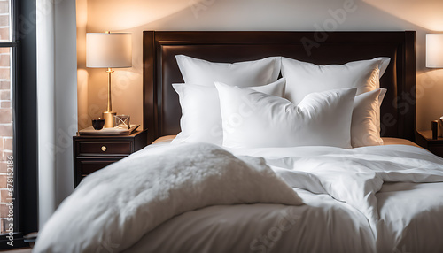 A white bed background with a folded white duvet on it. Winterizing the home, domestic tasks, hotel linens, and home textiles