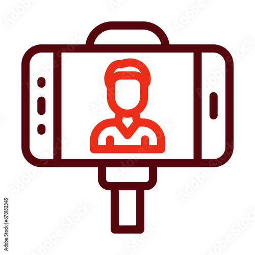 Selfie Thick Line Two Colors Icon Design
