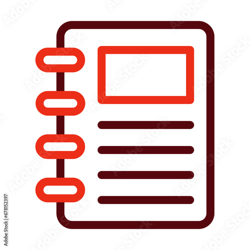 Notebook Thick Line Two Colors Icon Design