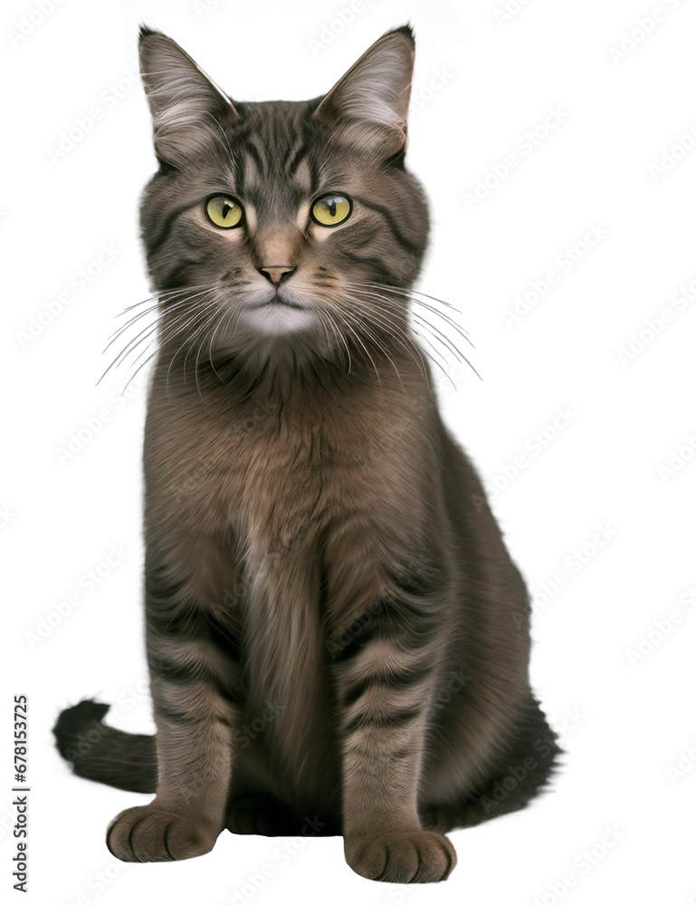 little short hair cat sitting on the ground , background removed png, transparent background for digital art/work	