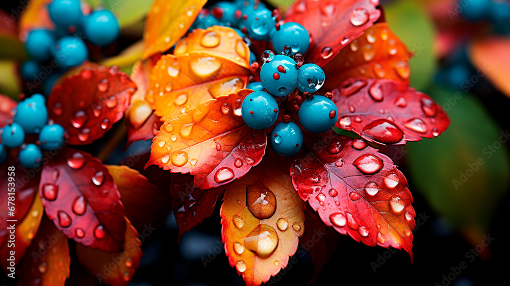 beautiful autumn leaves with water drops beautiful autumn leaves with water drops