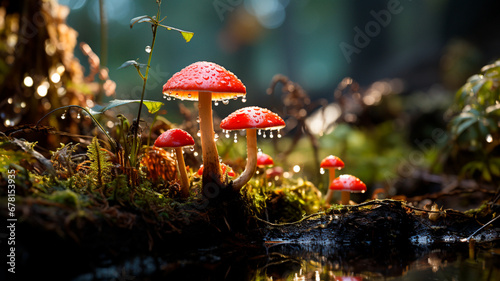mushroom in forest, close - up