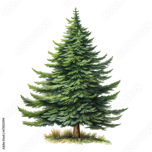 Spruce tree on transparent background, white background, isolated, icon material, vector illustration © xuan