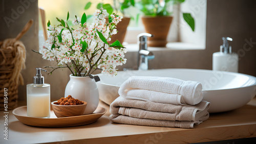 spa setting with towels