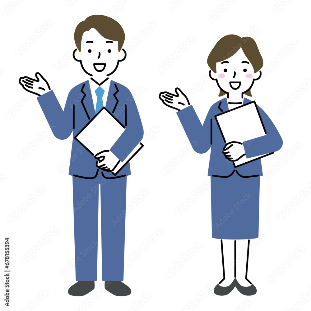 案内する男女　ビジネス