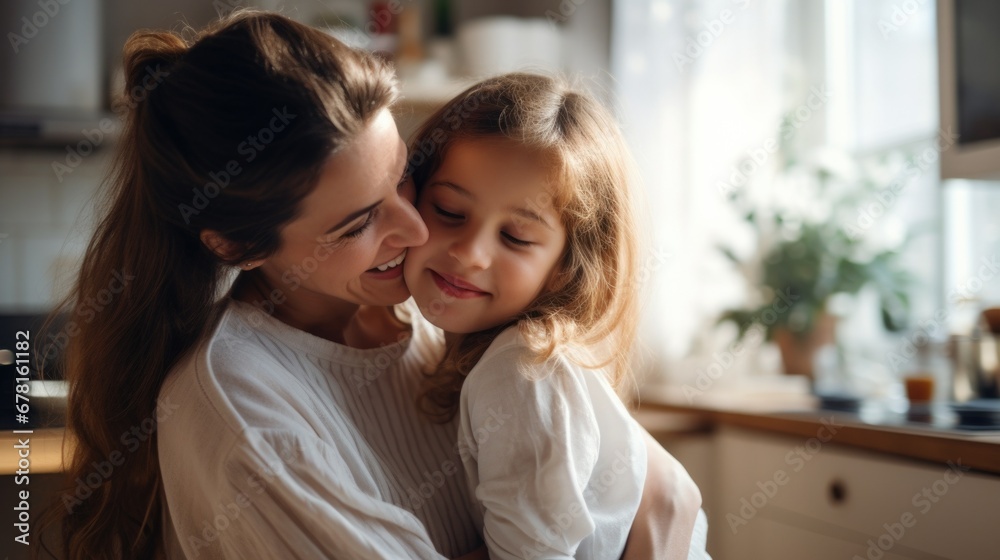 Happy loving family. mother and child playing, kissing and hugg Happy loving family. mother and child playing, kissing and hugg