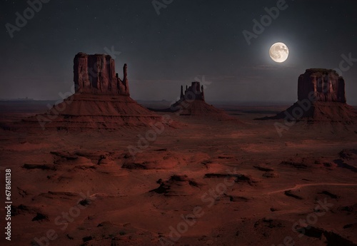  Moonlit Mesa: Arizona's Monument Valley Nighttime Glow.