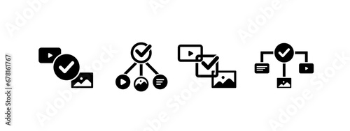 content curation icon vector illustration. content icon in black style - stock vector.