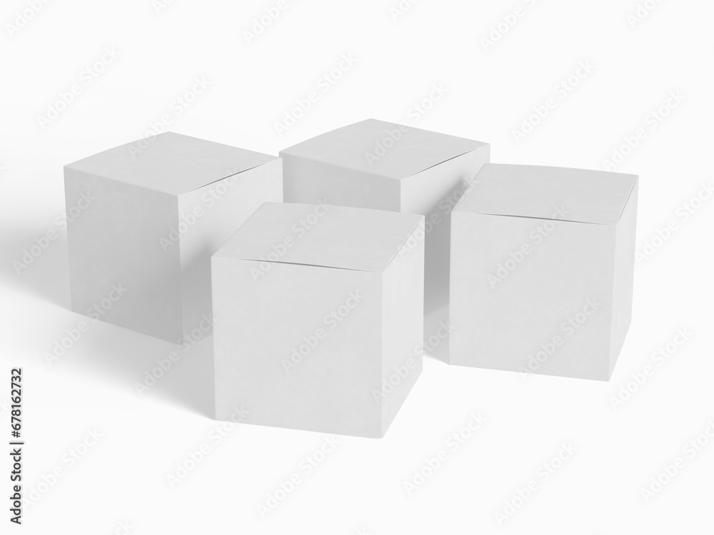 Square box packaging white color and background cardboard paper with realistic texture Square box packaging white color and background cardboard paper with realistic texture