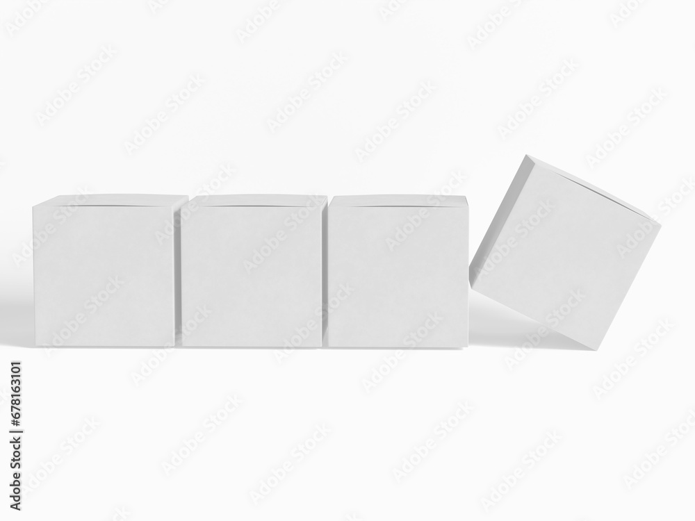 Square box packaging white color and background cardboard paper with realistic texture Square box packaging white color and background cardboard paper with realistic texture