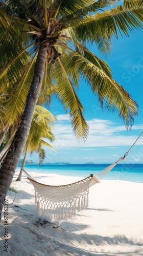 Tropical beach with hammock style . Vacaision on the sunny island 